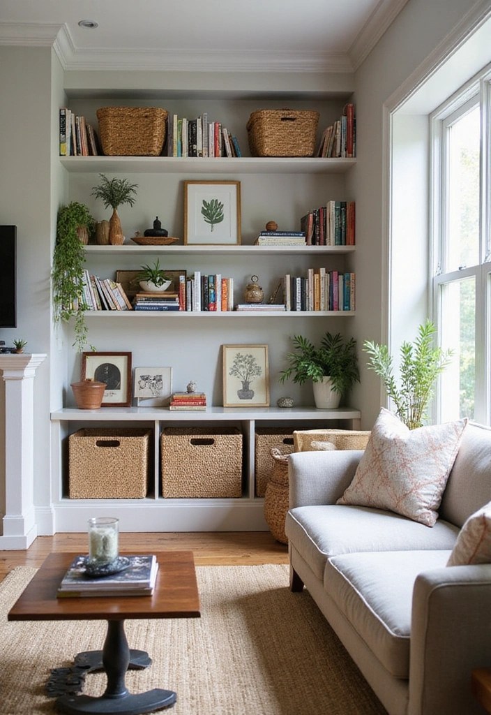 15 Cozy Living Room Inspirations That Will Make You Want to Cuddle Up Right Now! - 10. Open Shelving