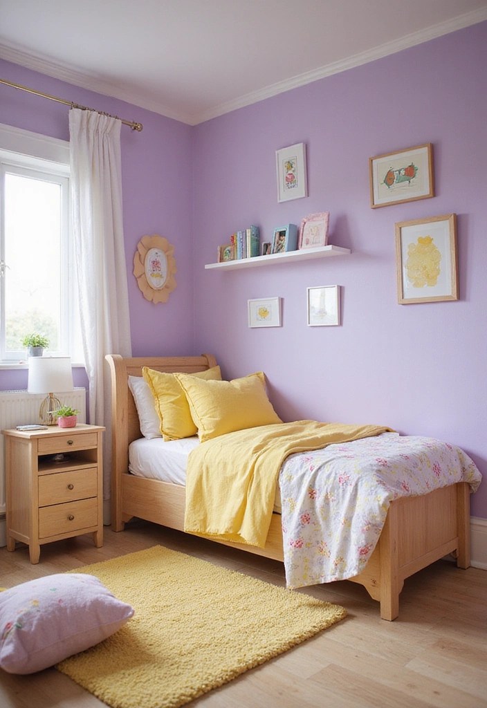 21 Stunning Color Palette Ideas for Interiors That Will Transform Your Space! - 21. Whimsical Lavender and Soft Yellow