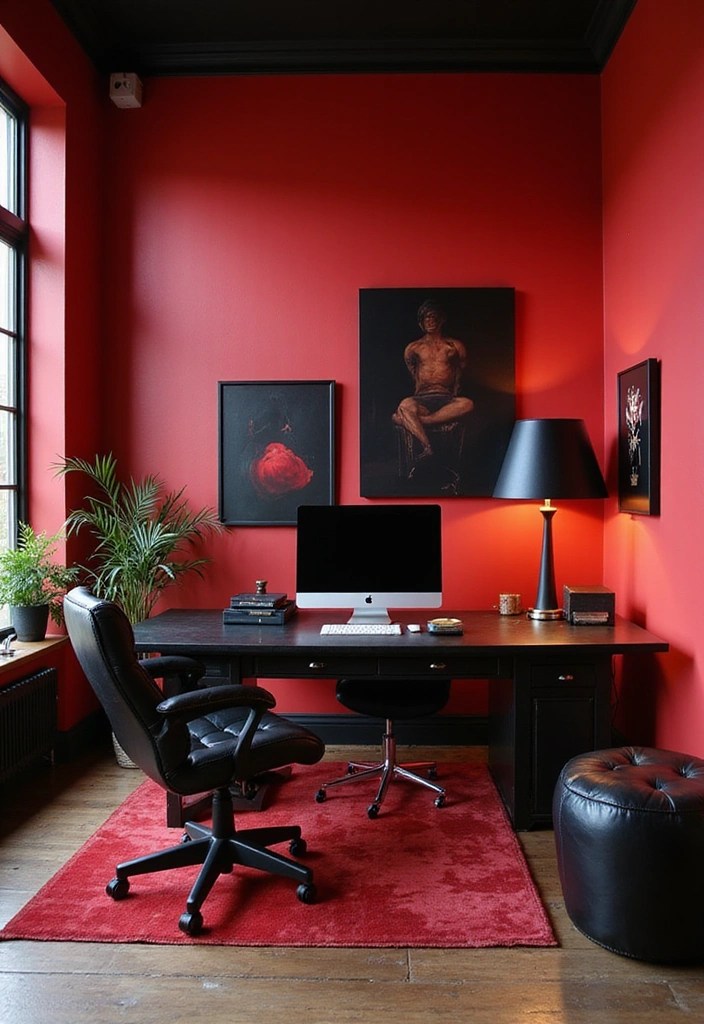 21 Stunning Color Palette Ideas for Interiors That Will Transform Your Space! - 20. Bold Red and Black