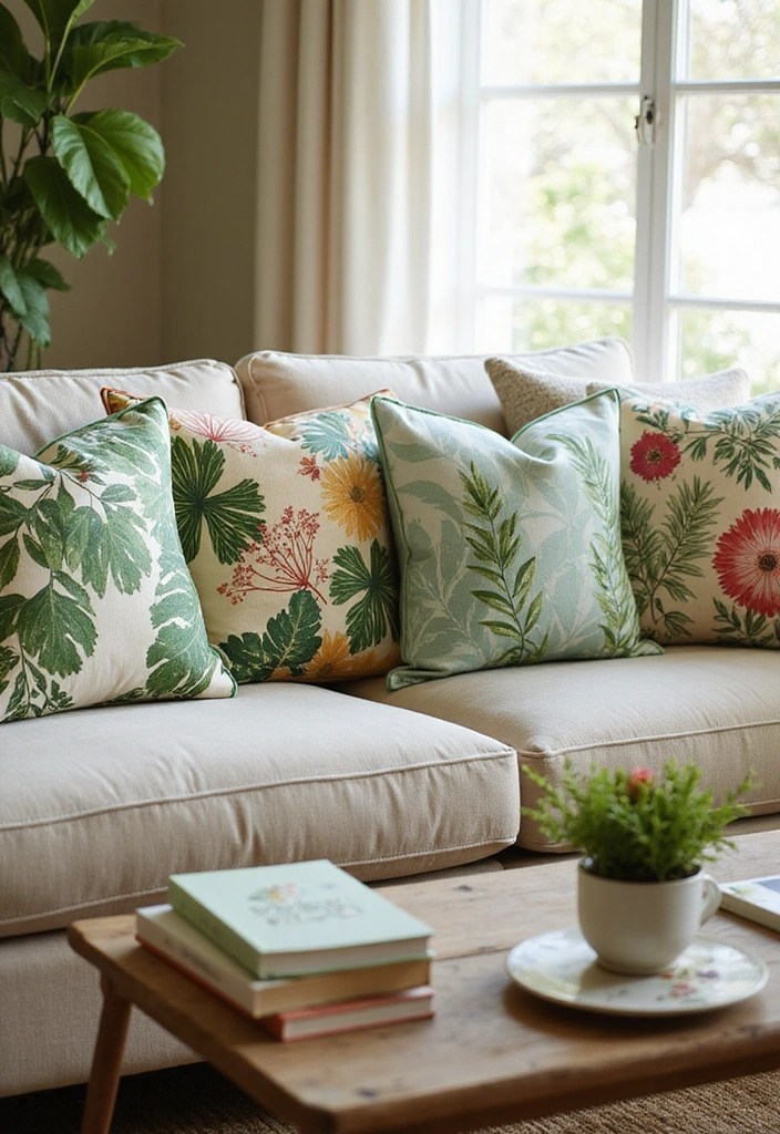 15 Stunning Botanical Print Decor Ideas That Will Bring Your Walls to Life! - 3. Botanical-Themed Throw Pillows